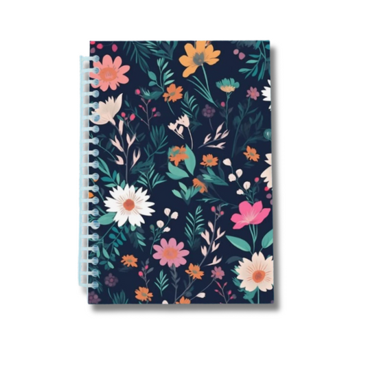 Navy Flowers Notebook