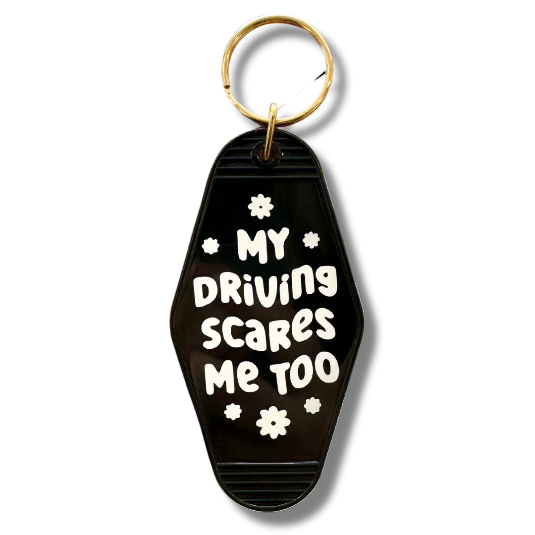 My Driving Scares Me Too Keychain – Paper Crane