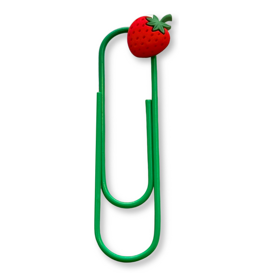 Green Strawberry Paper Clip Bookmark