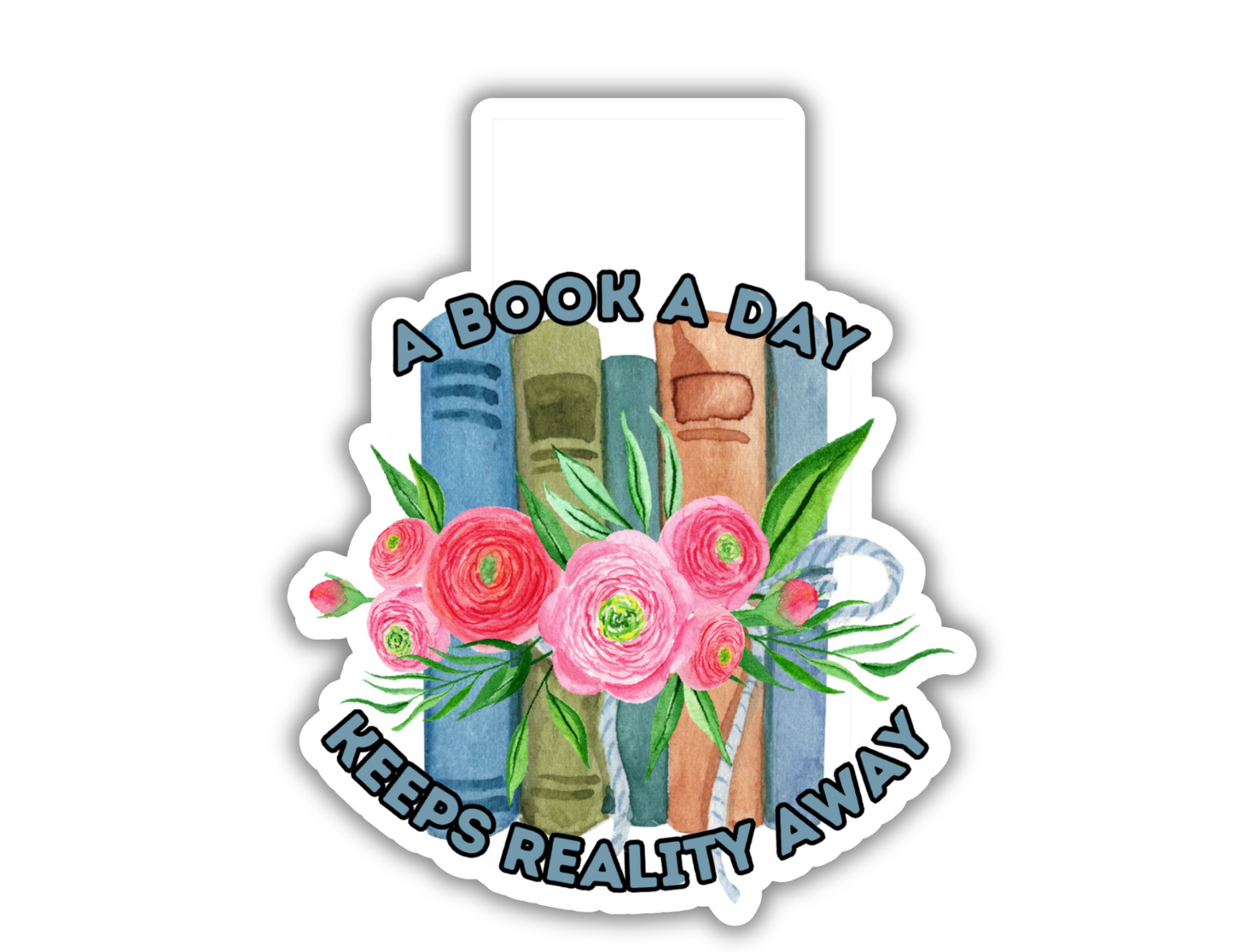 Watercolor Floral Books Magnetic Bookmark