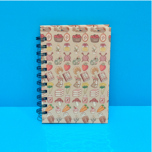 Notebook with a colorful pattern on a blue background