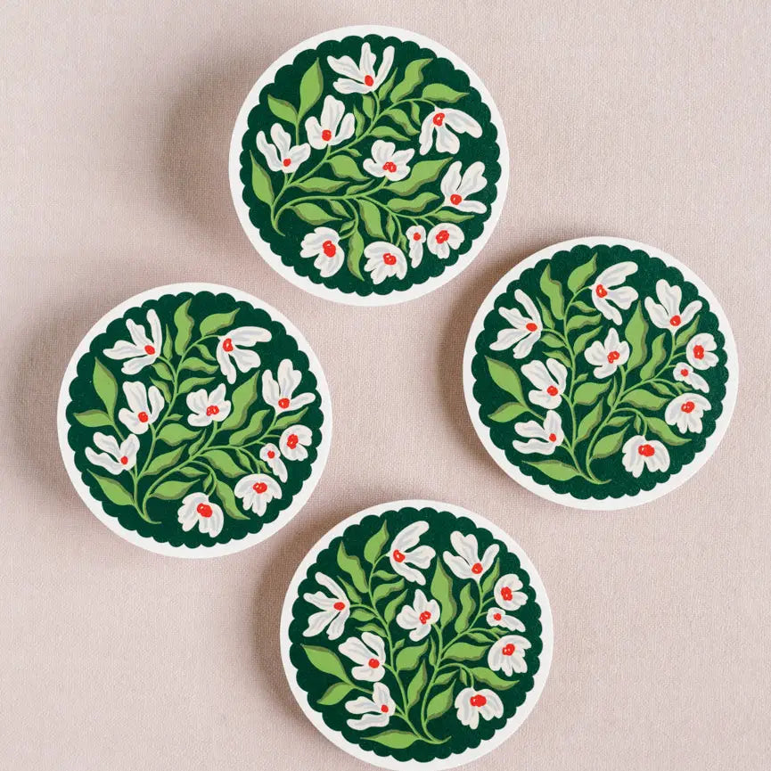 Green & Floral Coasters