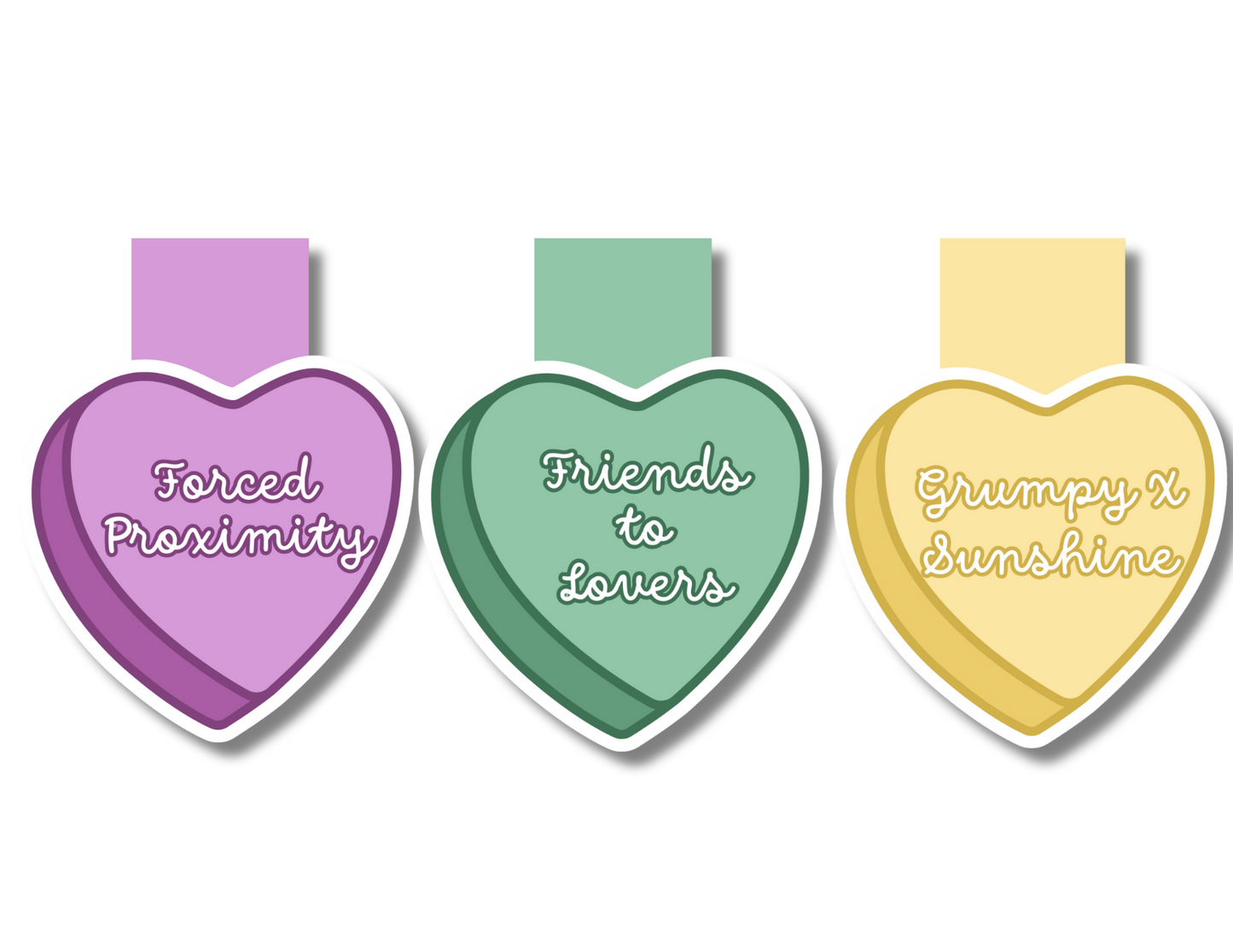 Conversation Heart Tropes Magnetic Bookmarks - Style 2